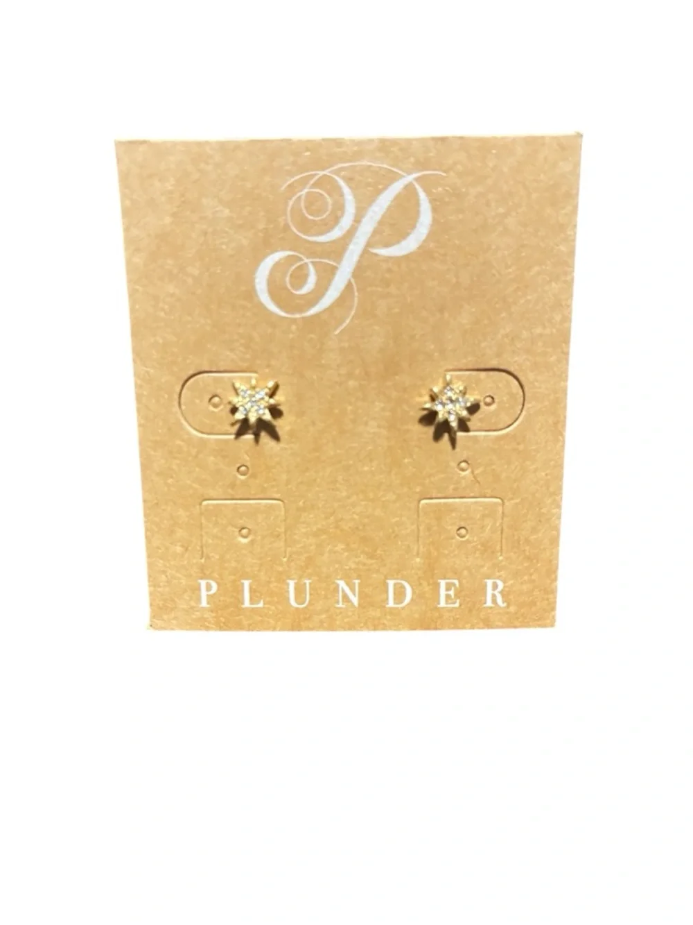 Plunder Gold Sparkling Starburst Stud Earrings - Gold - Picture 1 of 3